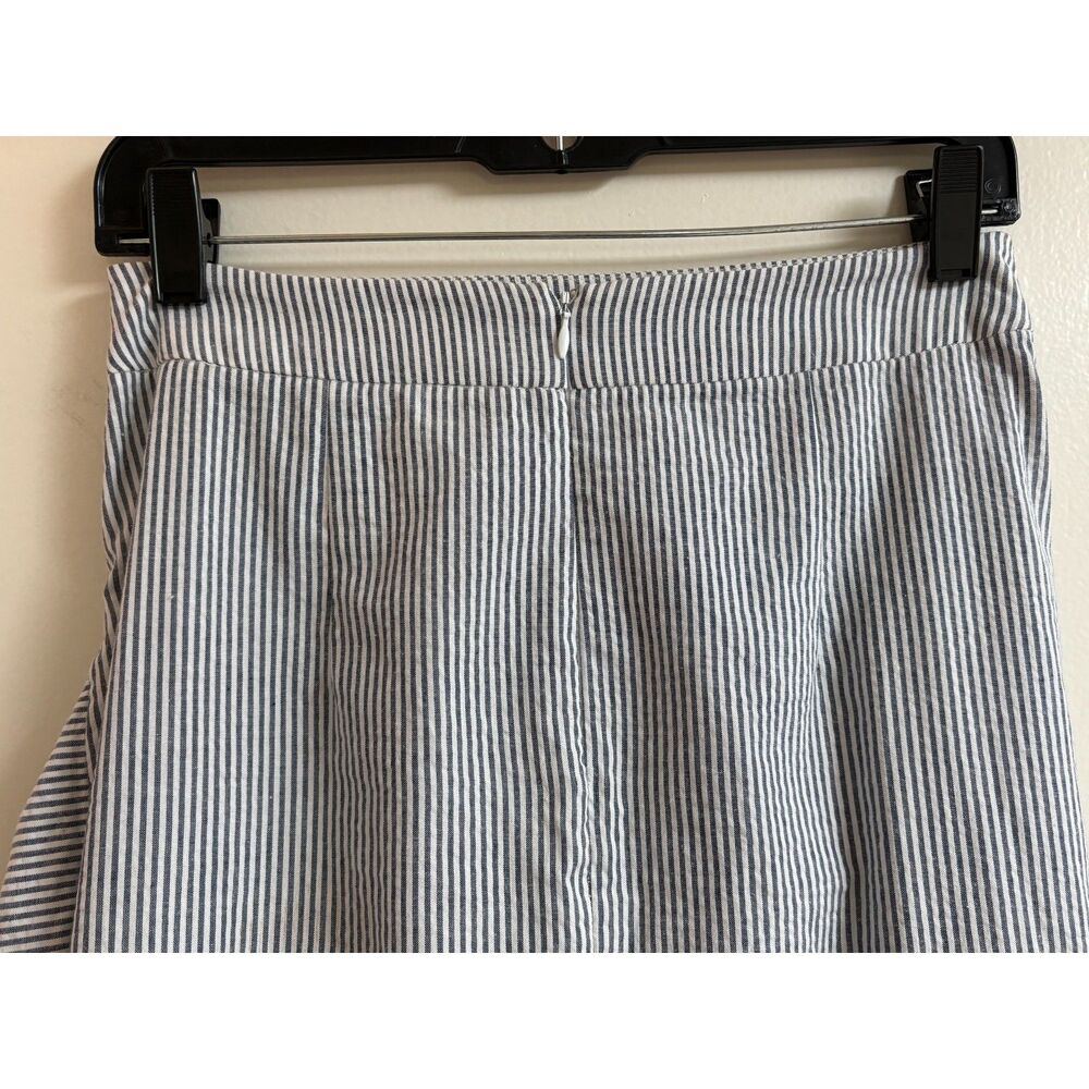 Blue Cotton Pinstripe Pencil Skirt S 4 Boutique Wrap Sarong Midi Bow Tie Summer - Picture 9 of 10